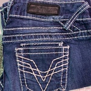 Vigoss Bootcut jeans, Chunky stitching, dark wash. Size:29